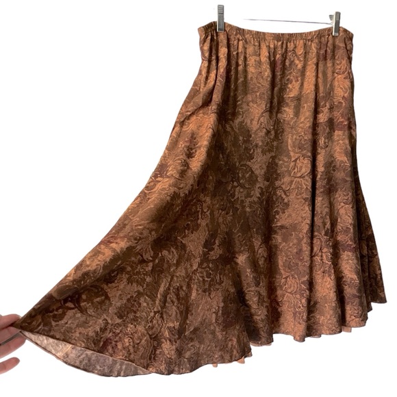 J. Jill Dresses & Skirts - J.Jill A-Line Panel Fall Floral Midi Skirt Medium Softs Brown